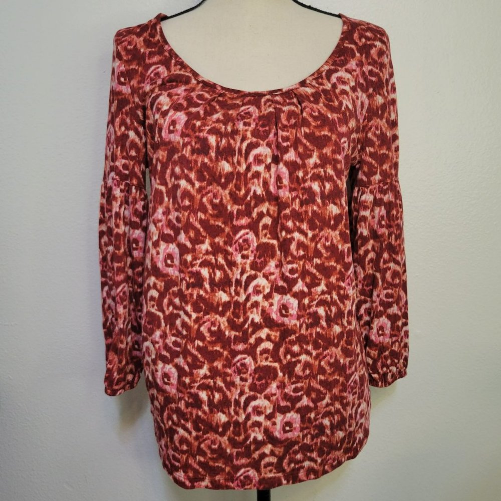 Talbots Womans Size Medium Top Blouse‎ Red Orange Pink Fall